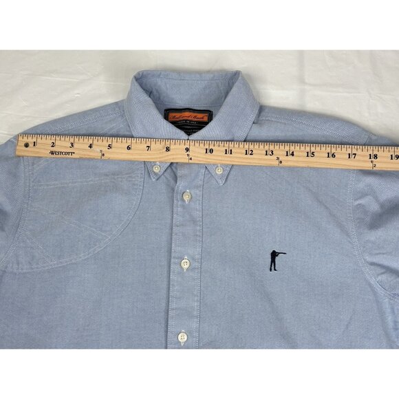 Ball and Buck Hunters Shirt Mens S Blue Chambray Button Down Shooting Pad Hunt - Picture 14 of 15